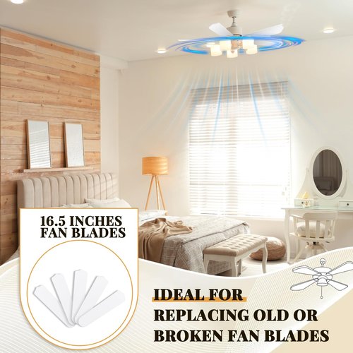 Lineshading 10Pcs Replacement Fan Blades for 42 52 Ceiling Fan Waterproof Weatherproof Fan Blades Replacement for Broken Substitution Replacing Indoor Outdoor Summer(White,42 Inch)