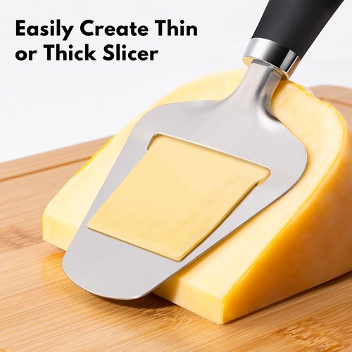 Rainspire Upgraded Non-Stick Cheese Slicers for Block Cheese Multi-Functional Cheese Cutter for Mozzarella, Cheddar, Gruyere Charcuterie Accessories Dishwasher Safe Kitchen Tools, Black