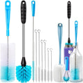 Holikme Bottle Brush Tube Cleaning Lab Set with Long Handle, Cup Cleaner for Washing Narrow Neck Beer Wine Decanter Pipes Lids Sinks Cap Covers, Azul