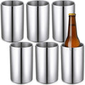 Potchen 6 Pack Wine Chiller Bucket Wine Bottles Cooler Bulk, Stainless Steel Double Wall Insulated Champagne Ice Bucket for Parties,Fits for 750 ml Bottles(Silver)