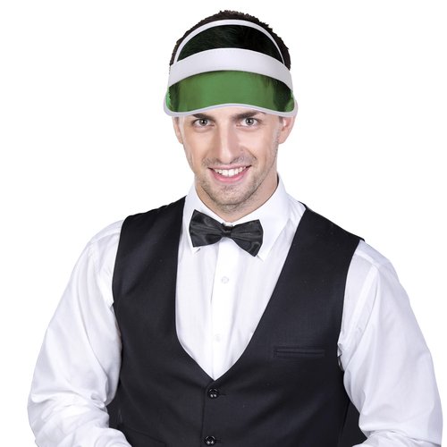 Beistle Clear Green Plastic Dealer’s Visors – 6 Pack, Translucent Las Vegas Casino-Style Hats with White Trim, Party Accessories for Casino, Poker, or Retro Themes