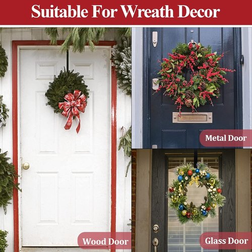 GP Life Wreath Hanger - Adjustable 15 to 25 Inches for Front Door | 20 lbs Capacity, Black