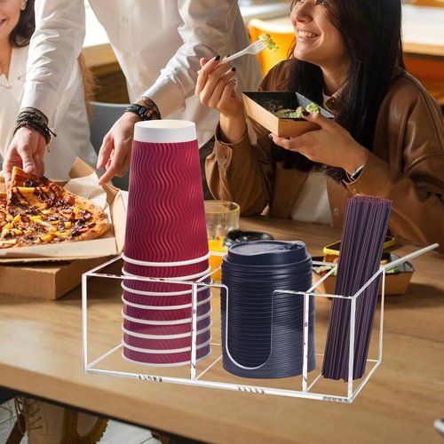 Goindy Coffee Bar Accessories and Organizer, Disposable Cup Holder for Countertop, Acrylic Storage and Organization for Cup Lid Stirrers Pod, Farmhouse Table Decor