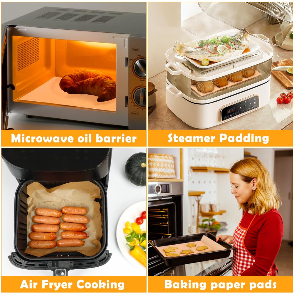 YQL 10x12 Inch 150PCS Disposable Air Fryer Liners, Unbleached Parchment Paper for Emeril Lagasse French Door 360 Air Fryer, Breville/Cuisinart/Hamilton Beach Toaster Oven Accessories