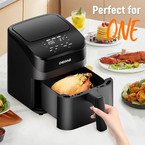 DEIME Air Fryer 4.5 Qt - Compact Digital Air Fryer for Quick Meals | Nonstick & Dishwasher Safe (Black)
