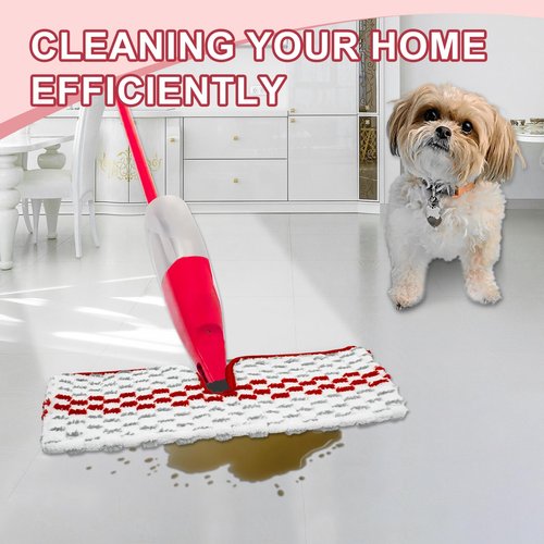Microfiber Spray Mop Pads - Compatible with Promist MAX, Double Sided Replace Head for Dry/Wet Floor Cleaning Usable (4 Pack Red)