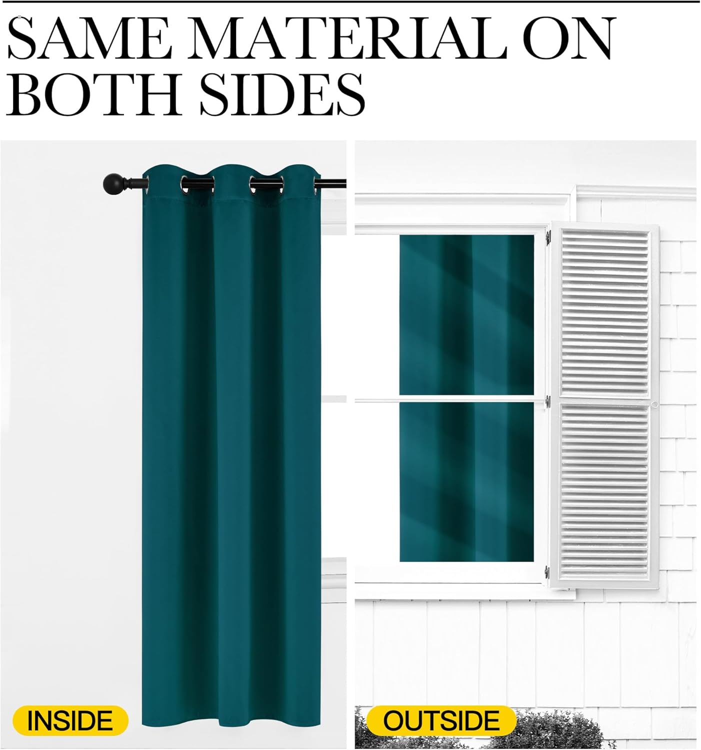 NICETOWN Teal Blackout Cafe Curtains - Faux Silk Thermal Insulated Drapes | 42" W x 63" L, 2 Panels