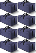 HOMESURE Large Water-Resistant Moving Bags - 8 Pack Heavy-Duty Storage Totes with Zippers & Handles | Space-Saving Blue Design