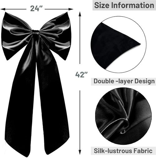 Coquette Large Satin Bow - 24 x 42 Inches | Giant Black Bow Ribbon for Room Decor & Party Backdrop