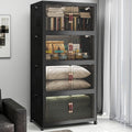 UAMFURI Stackable Storage Bins - 720QT Lockable Cabinet with Lids & Wheels | Extra Large Black Drawers for Home & Office