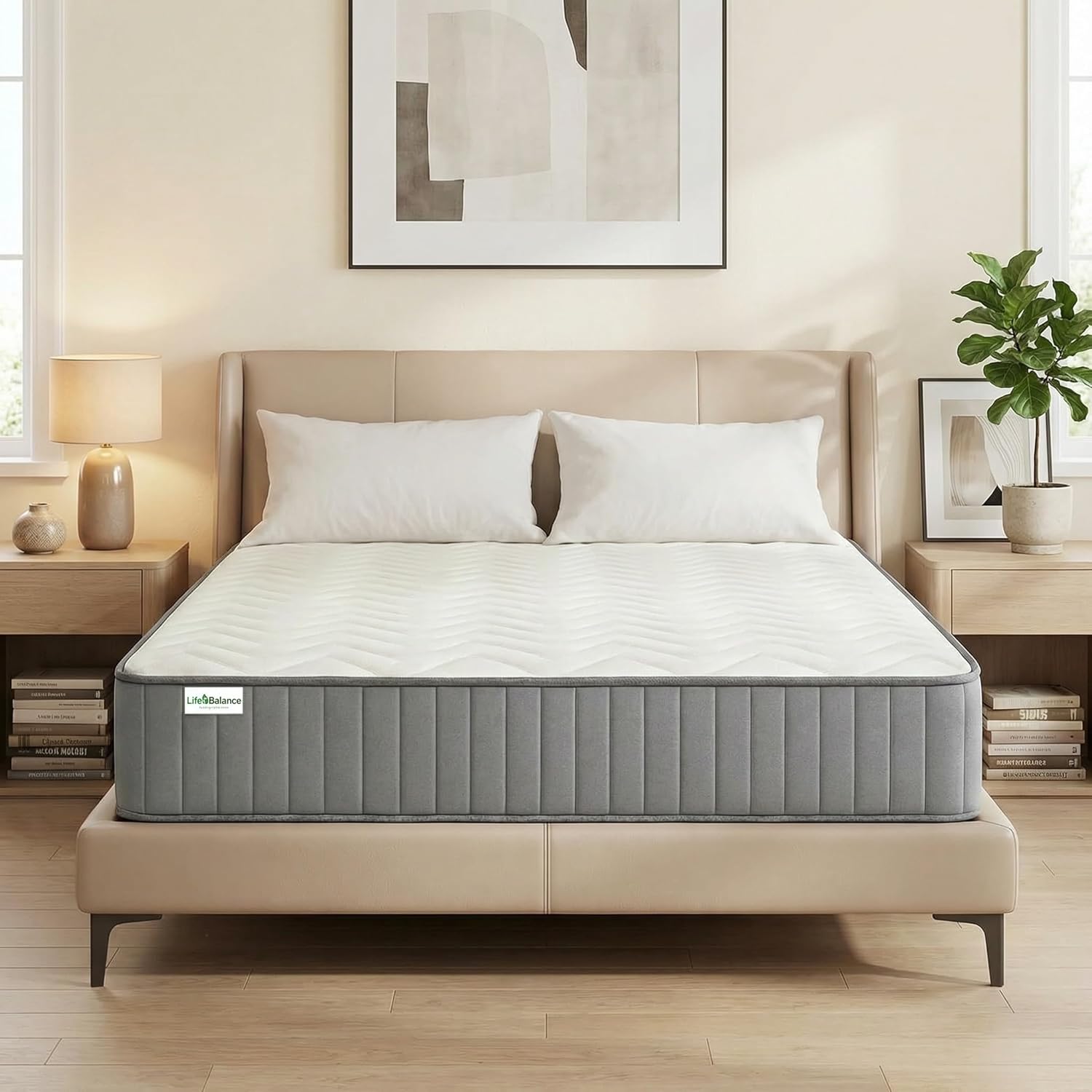 Serene 10 Inch King Hybrid Mattress - Premium Cooling Gel Memory Foam & Pocketed Coils for Spine Alignment, Medium Firm, Fiberglass-Free, CertiPUR-US Certified, Made in USA