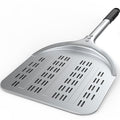 Pizza Peel – 12'' Aluminum Perforated Launch Placement Retrieving Peel – Metal Hanging Hook – Lightweight Turning Peel – Non-stick Pizza Paddle – Outdoor Pizza Oven Accessories