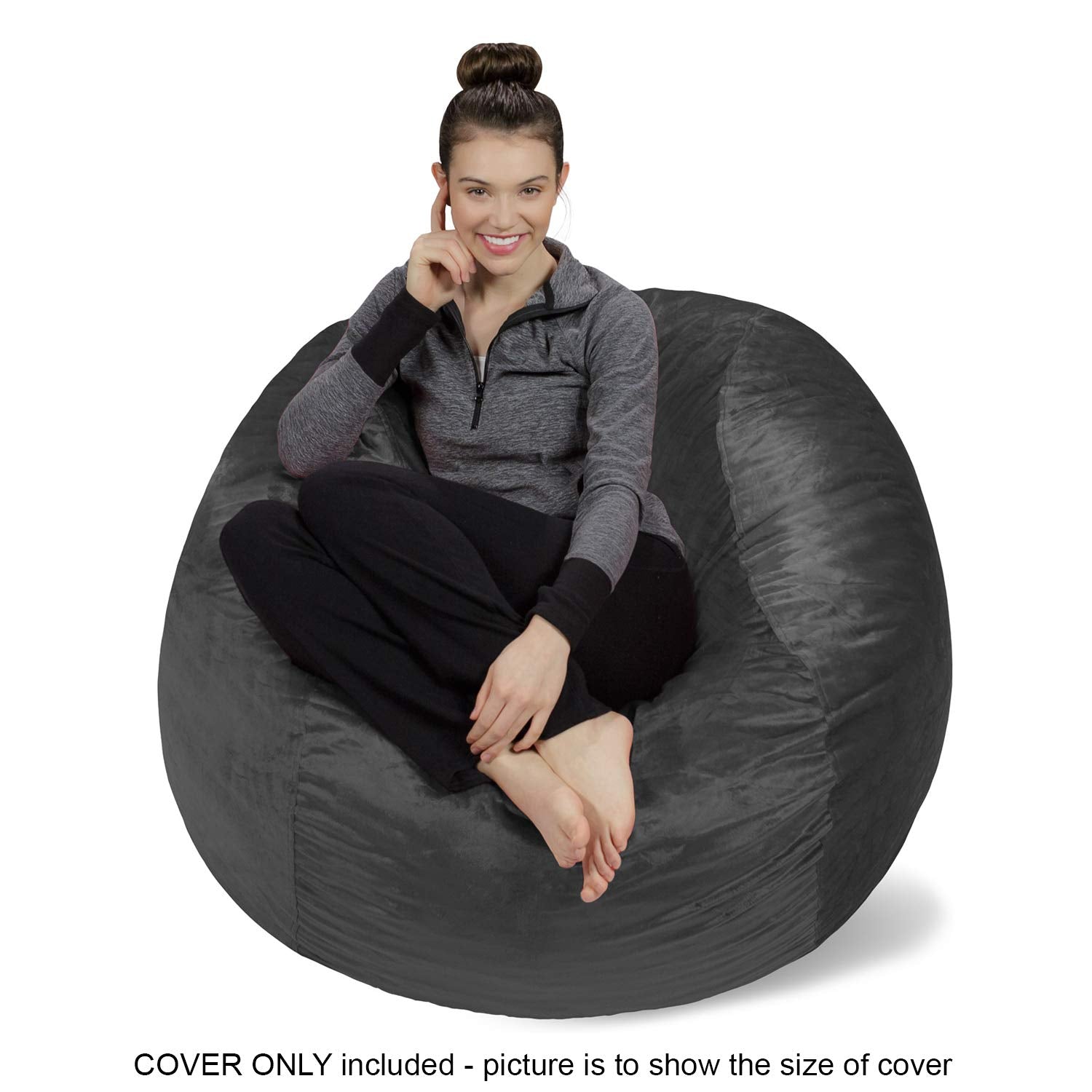 Sofa Sack Bean Bag Chair Cover Only Without Filling - Cover Replacement, 4 ft, Charcoal