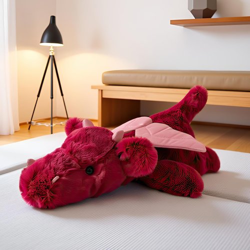 Gisqis 4Pounds Red Dragon Plush 23.6" Weighted Dragon Stuffed Animals Soft Giant Stuffed Dragon Weighted Dragon Stuffy Plushies Body Pillow Easter Birthday Gifts for Kids