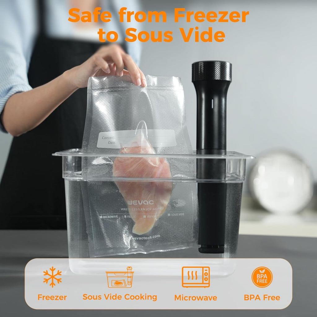Wevac Vacuum Sealer Bags - Heavy-Duty 50 Count (8" x 12") BPA-Free Food Storage, Puncture-Resistant & Freezer Safe