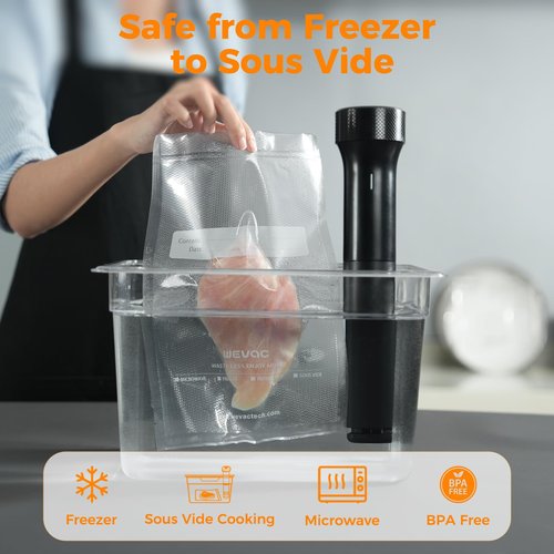 Wevac Vacuum Sealer Bags – 50 Count (8″×12″), Heavy-Duty BPA-Free Food Storage Bags, Puncture-Resistant, Freezer & Sous Vide Safe, Compatible with All Vacuum Sealers