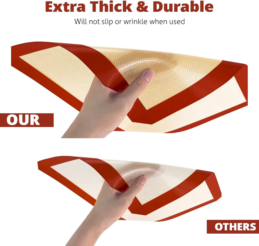 Skiennix Silicone Baking Mats - 3 Pack Non-Stick Oven Sheets for Easy Cleaning & Reusable Baking