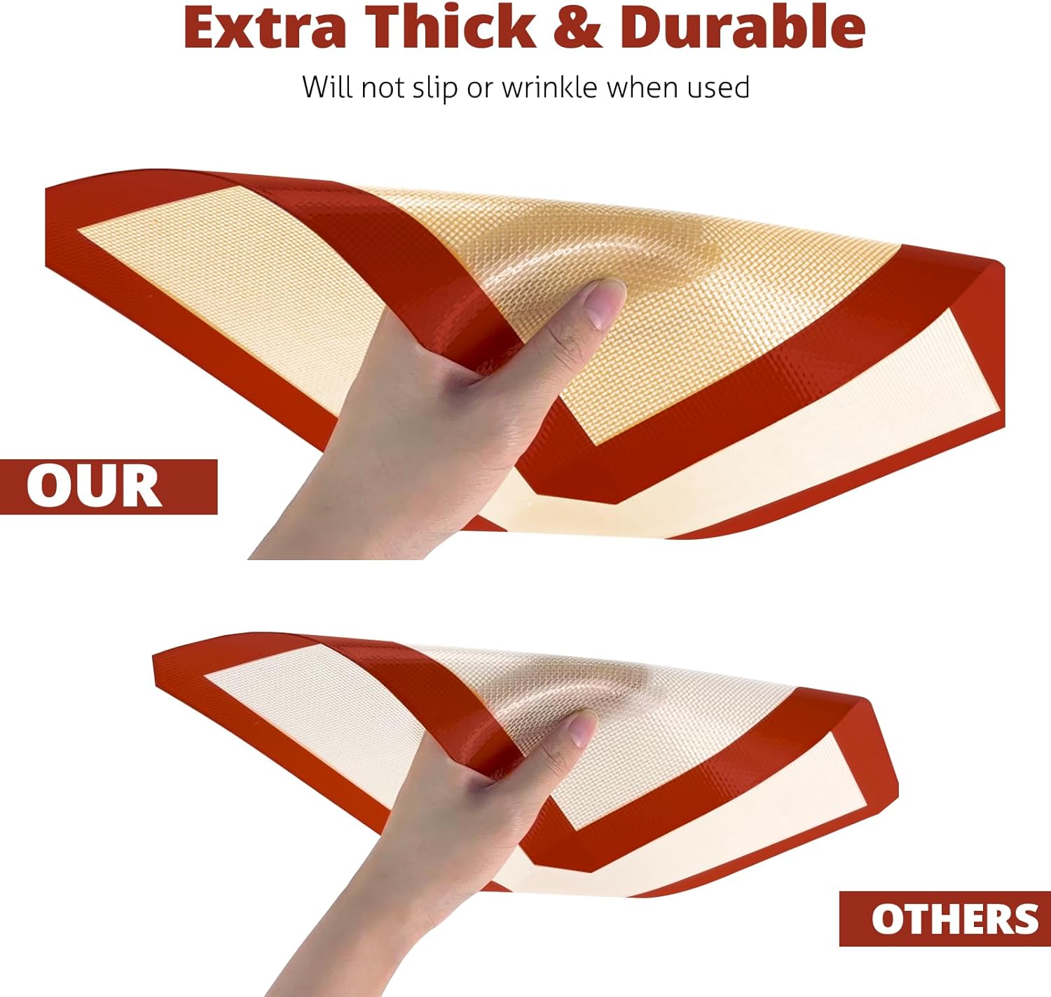 Skiennix Silicone Baking Mats - 3 Pack Non-Stick Oven Sheets for Easy Cleaning & Reusable Baking