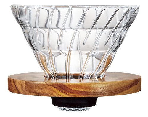 Hario VDGR-02-OV V60 Heat Resistant Glass, Permeable, Coffee Dripper, Olive Wood, 02, Coffee Drip, For 1 to 4 Cups