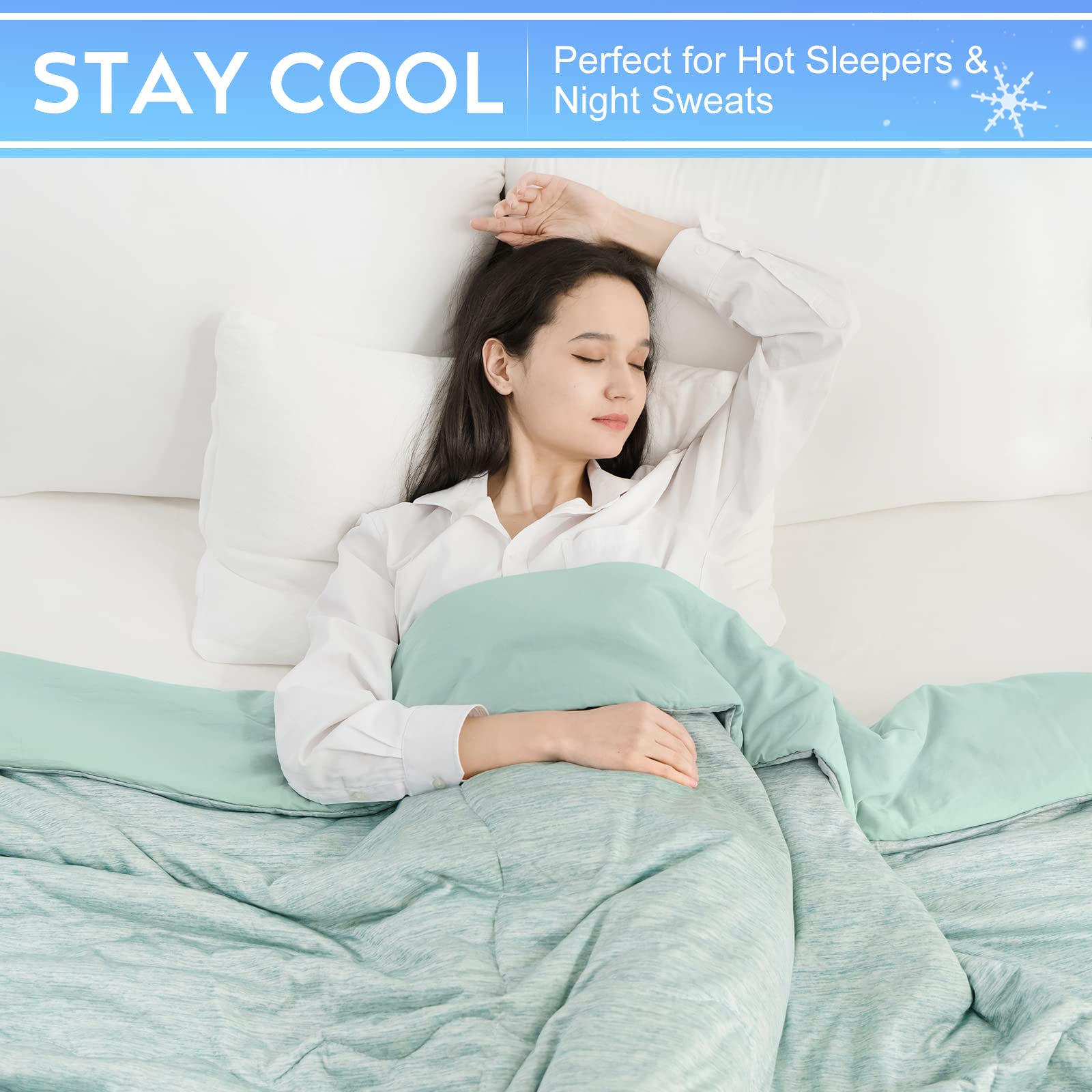 CHOSHOME Cooling Comforter Twin Size, Cooling Blanket with Q-Max 0.45 Arc-Chill Cooling Fiber for Hot Sleeper and Night Sweats, Cool Soft Thin Breathable Summer Comforter for Bed, (60" x 90", Green)
