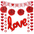 Valentines Day Decorations, Pre-Assembled Hanging Heart and XO Garlands, Be Mine Love Banner, Red Love Foil Balloon and Paper Ball, Valentine's Day Party Decor for Home Classroom Office