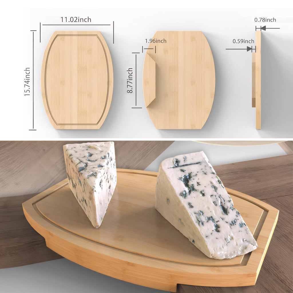 ZYWEICH Kitchen counter Bamboo Wood Corner Cutting Board, Space Saving Countertop Chopping Board with Juice Groove