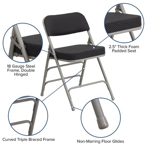 Flash Furniture Hercules Series Premium Curved Triple Braced & Double Hinged Burgundy Fabric Metal Folding Chair