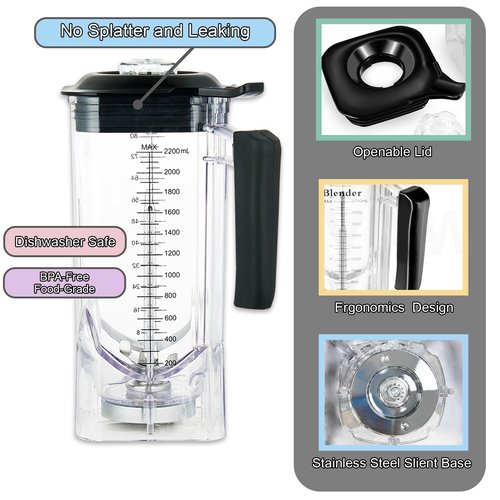 For Wantjoin K90 Pitcher 80oz, Replacement Pitcher for WantJoin Blender Part, WantJoin-K90 and CRANDDI K90 Blender, Food-Grade, BPA-Free Pitcher