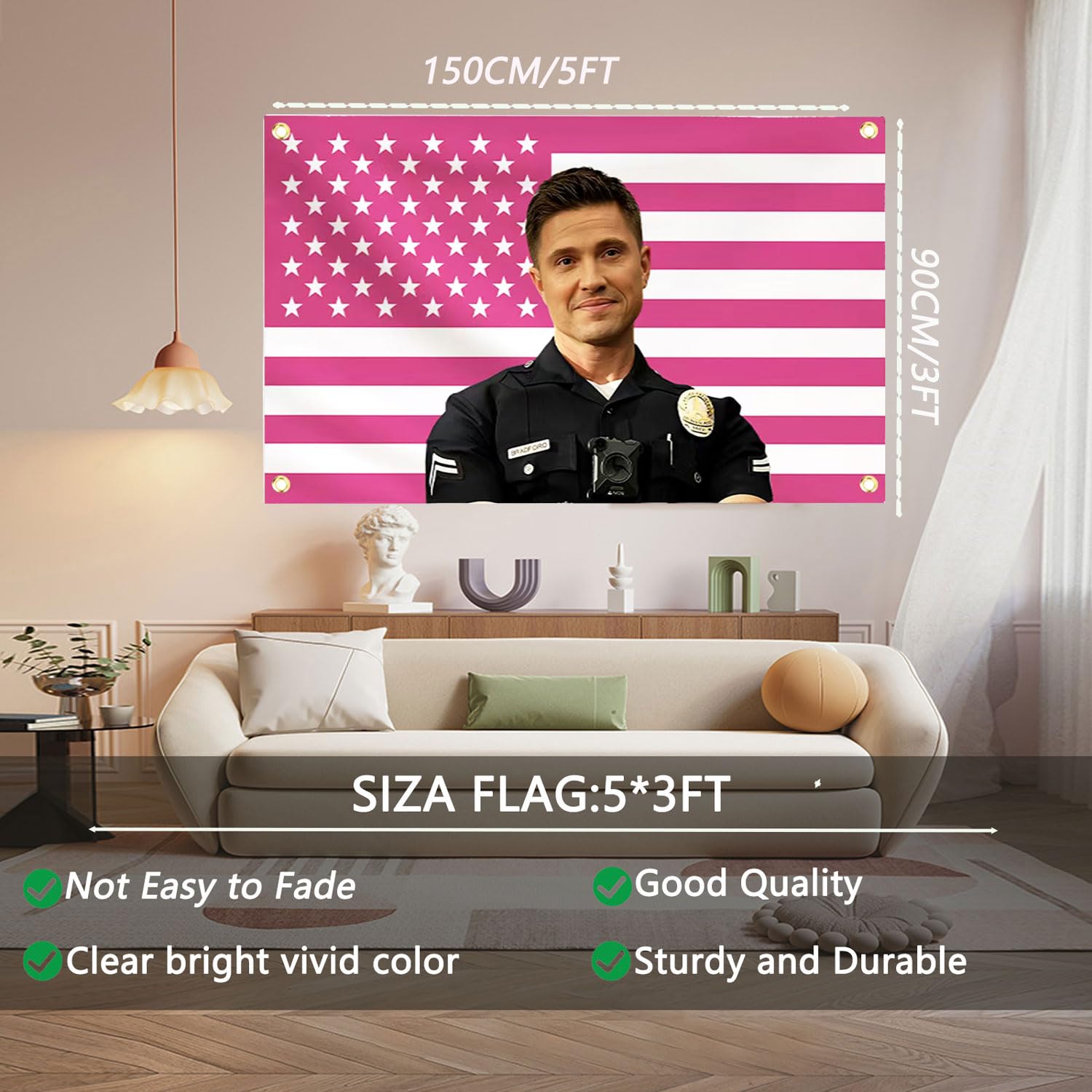 Tim Bradford Flags 3x5Ft, eric flag winter American pink Tapestry,With 4 Brass Grommets,For College Dorm Room Decor,Outdoor Parties,Tailgates Yard,Room Decoration