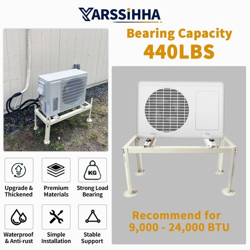 Yarssihha Mini Split Ground Stand for 9000-24000 BTU Ductless Air Conditioners Heat Pumps, Heavy Duty Adjustable Mini Split Stand, Condenser Stand, Max Load: 440LBS