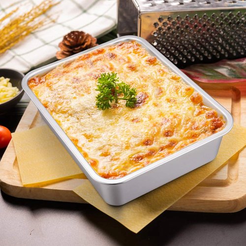 E-far Lasagna Pan Set - Deep Stainless Steel Baking Pans, 12.75 x 10 x 3.2 Inches, Non-Toxic & Dishwasher Safe
