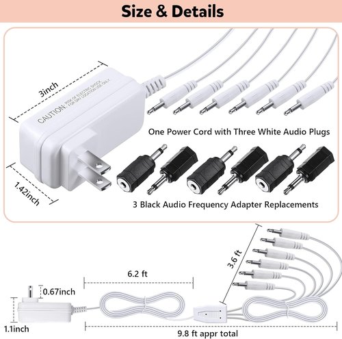 Meonum Power Adapter - UL Listed 3V AC/DC Power Cord with 6 Selectable Plugs for Christmas Village Decor