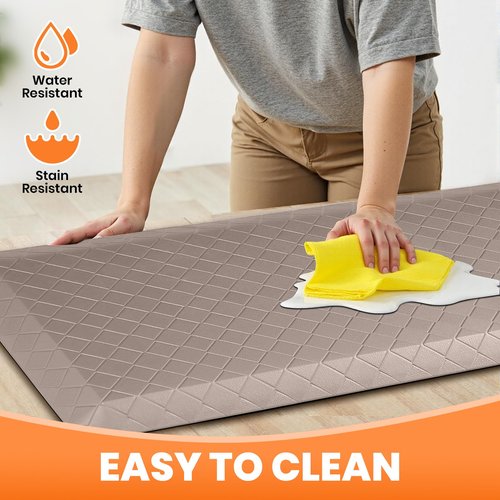 TranquilMoments 4/5 Inch Extra Thick Kitchen Mats for Floor,Non Slip Anti Fatigue Kitchen Rugs,Waterproof Stain Resistant Sink Mat,Cushioned Standing and Comfort Mats for Office (17"x60" Khaki)