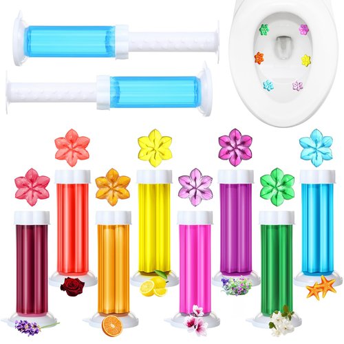 Heigble 8 Pcs Toilet Gels 112 Count 8 Kinds Flower Stamp Bowl Gel Scent Toilet Stain Removal Cleaner Air Freshener Flower Stamps Pack for Bathtubs Bathroom