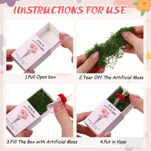 50 Sets Thank You Bulk Gifts for Women Mothers Day Teacher Appreciation Positive Mini Bud Vases with Flowers Office Desk Decor Mini Box Breathing Gifts for Nurse Graduation Office Coworker (Mix Color)