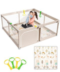 Mloong Baby Playpen - Extra Large 59x59 Inches Activity Center with Mat | Indoor & Outdoor Safety Fence