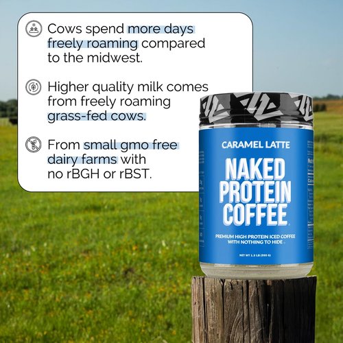 NAKED Caramel Latte Protein Coffee - Delicious Keto-Friendly Iced Protein Shake, 17 Servings