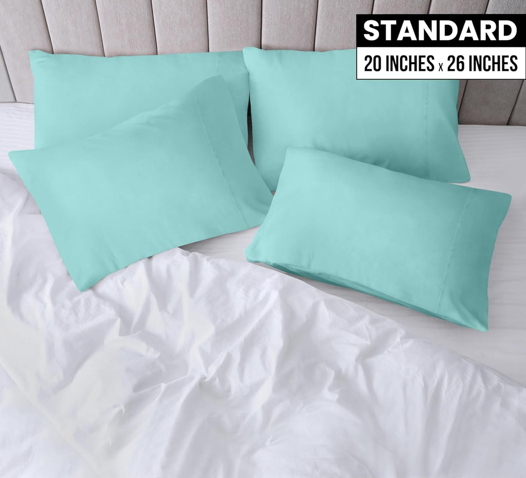 Utopia Bedding Standard Pillow Cases - Soft Brushed Microfiber - 4 Pack, Spa Blue | 20 x 26 Inches