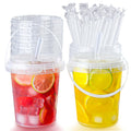 Qsqwsuye 15sets disposable plastic cup with lid and straw, 34 ounce reusable and suitable for outdoor travel beverage packaging pool party supplies beach party supplies picnic supplies