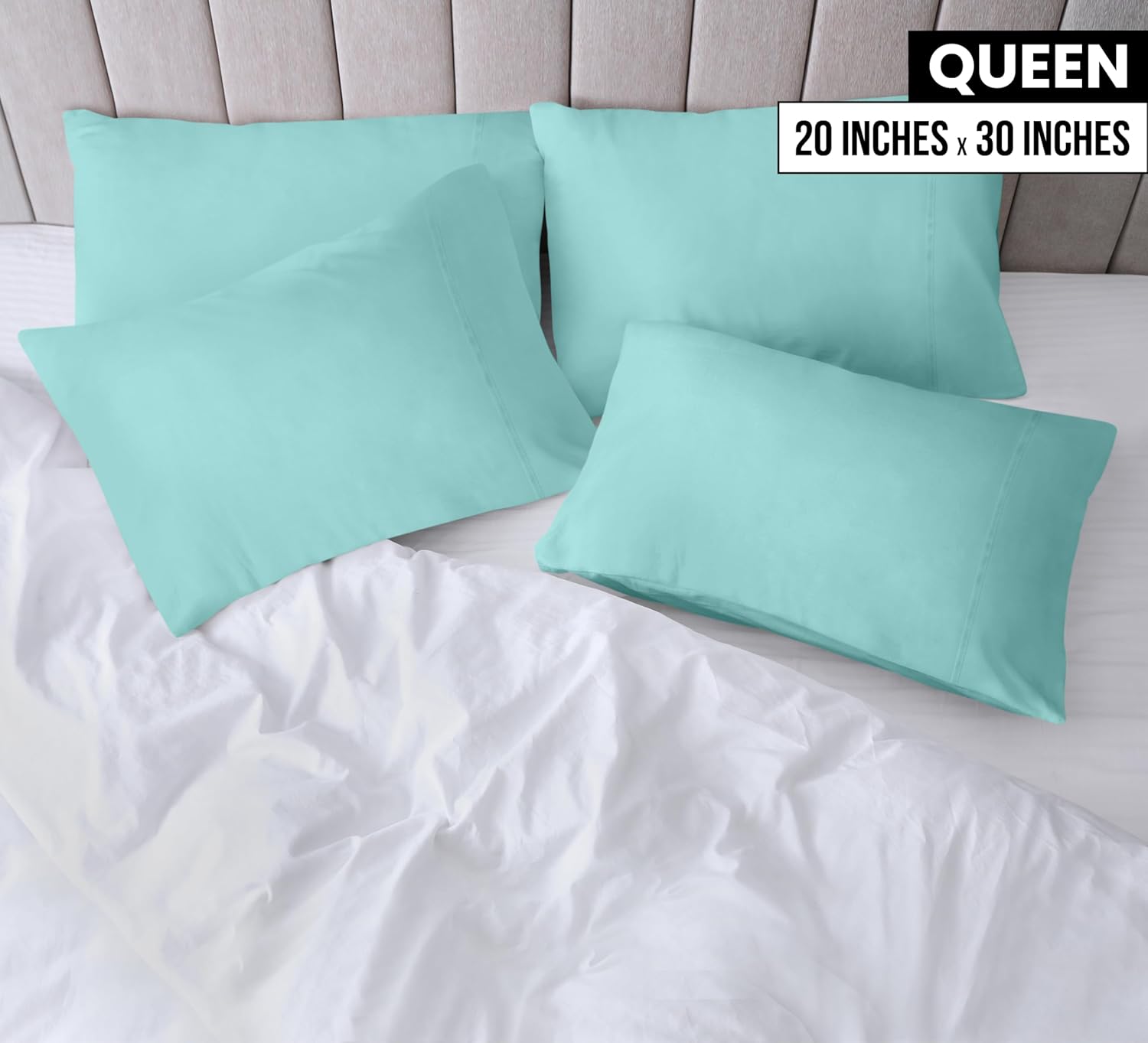 Utopia Bedding Queen Pillow Cases - Soft Brushed Microfiber - 12 Pack, Fade Resistant, Spa Blue 20x30 Inches