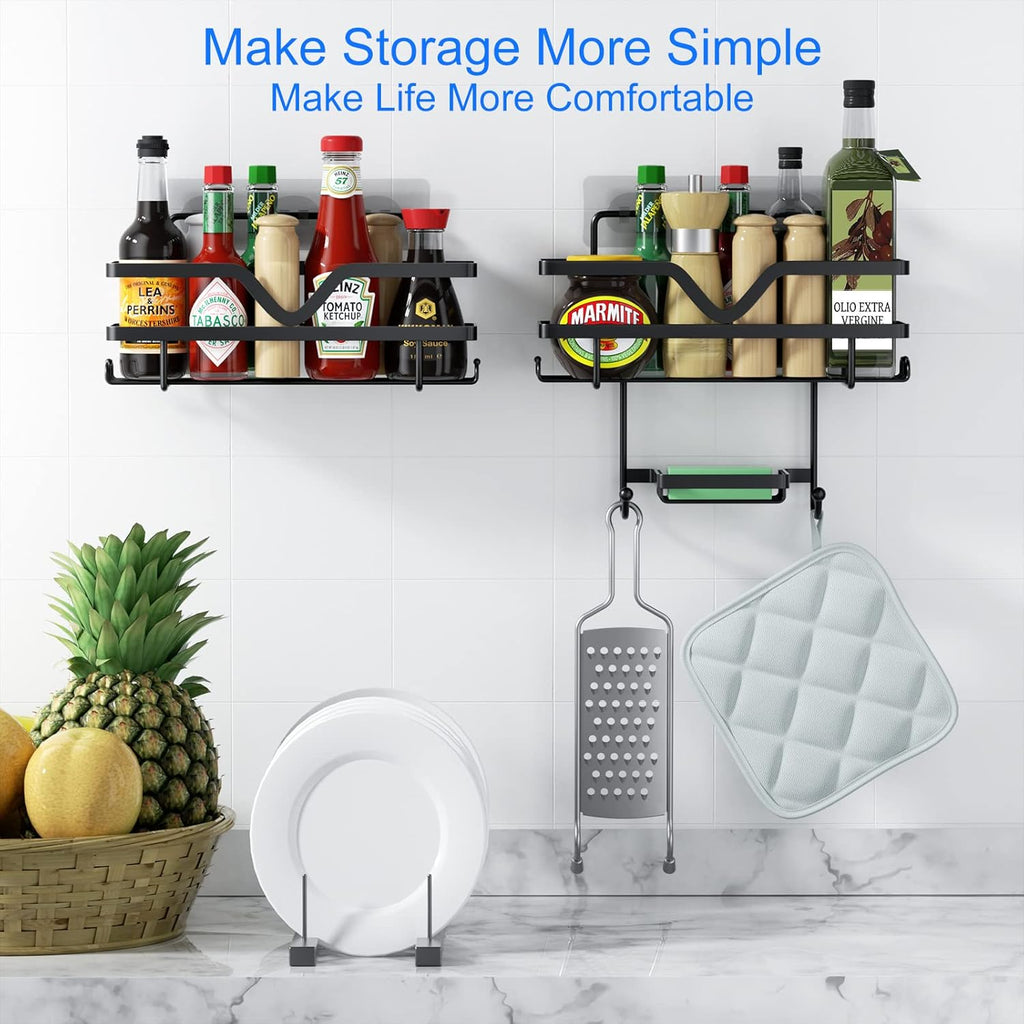 Regine Switzerland Shower Caddy 3 Pack - Rustproof No Drill Organizer with Soap Dish & Hooks | Black