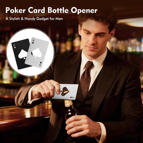 4 Pcs Credit Card Bottle Openers, 2 Black & 2 Silver Ace of Spades Bottle Opener, Stainless Steel Beer Opener for Wallet Pocket