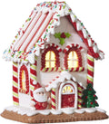 One Holiday Way 7-Inch Light Up White Faux Gingerbread House - Festive LED Christmas Decor Figurine for Mantel & Tabletop