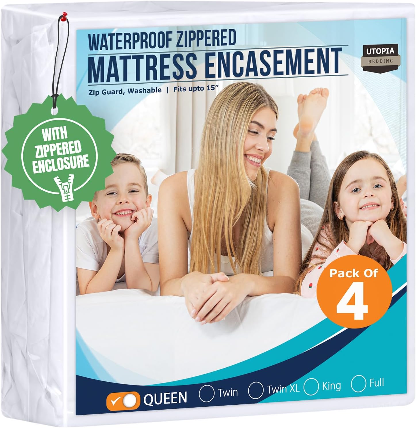 Utopia Bedding Mattress Protector - 100% Waterproof & Bed Bug Proof | Queen Size (Pack of 4)