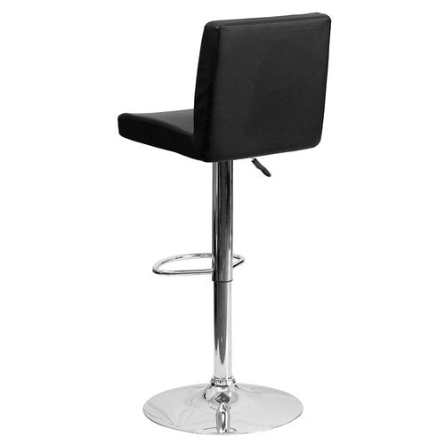 Flash Furniture Contemporary Black Vinyl Adjustable Height Barstool with Panel Back and Chrome Base (Pack of 1)