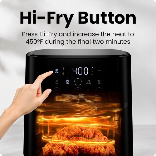 Chefman Air Fryer - 4 QT Compact Air Fryer with Hi-Fry Technology & Touchscreen Controls - Black