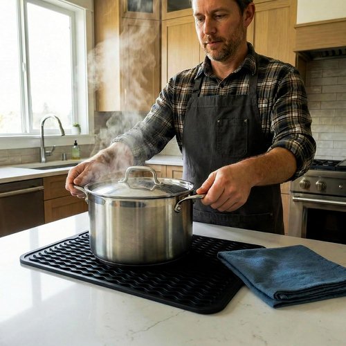 MicoYang Silicone Dish Drying Mat - Eco-Friendly, Heat-Resistant Kitchen Counter Mat | 16" x 12" Black