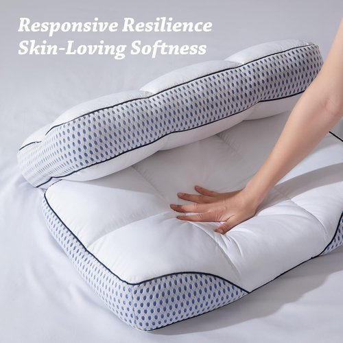 Glaciman Shredded Memory Foam Pillow for Side & Back Sleepers - Firm Ergonomic Pillow for Neck Pain Relief - Machine Washable, Breathable Cooling Mesh Gusset, Queen/Standard (15"x25"x4"), Pack of 2