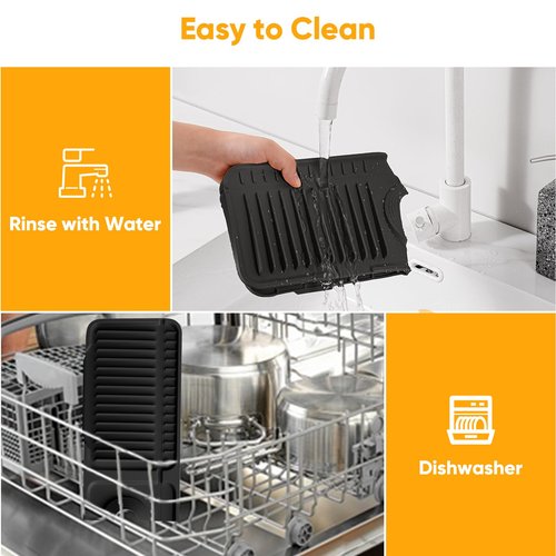 24'' Longer Faucet Mat for Kitchen Sink Splash Guard[7° Slope Fast Self-draining][Snap Lock Fit]Kitchen Sink Faucet Mat Splash Guard Kitchen Sink Area Water Splash Guard Behind Faucet Draining Mat