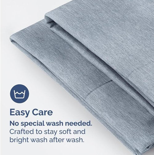 King Standard Pillow Cases Set of 4 - Soft Hotel Quality Covers for Comfy Bedding - Machine Washable - Heathered Blue